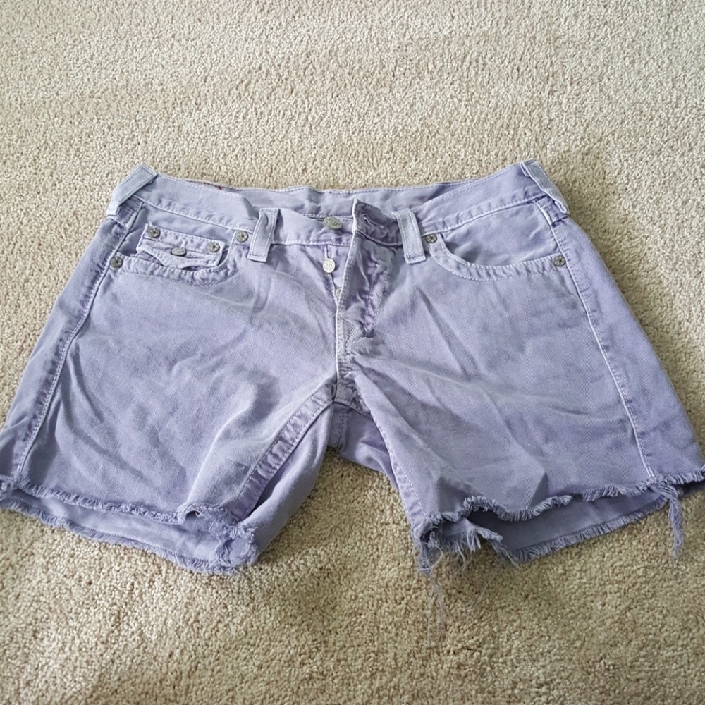 True religion denim shorts with button fly