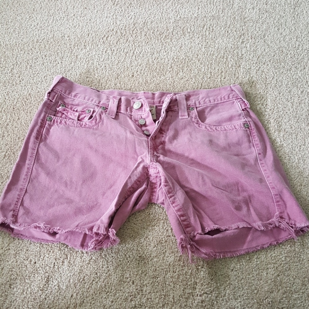 True religion denim shorts with button fly