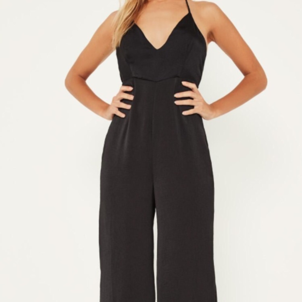 Black vneck jumpsuit