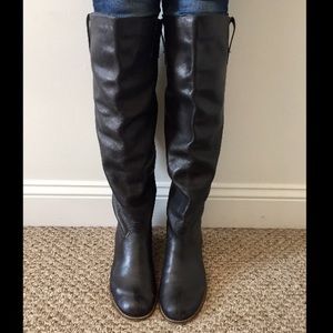 Black Leather Knee High Boot