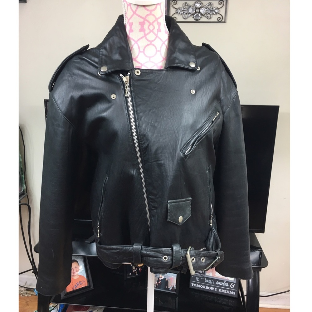Vintage Motorcycle Leather Jacket Size Large - Picture 4 of 8