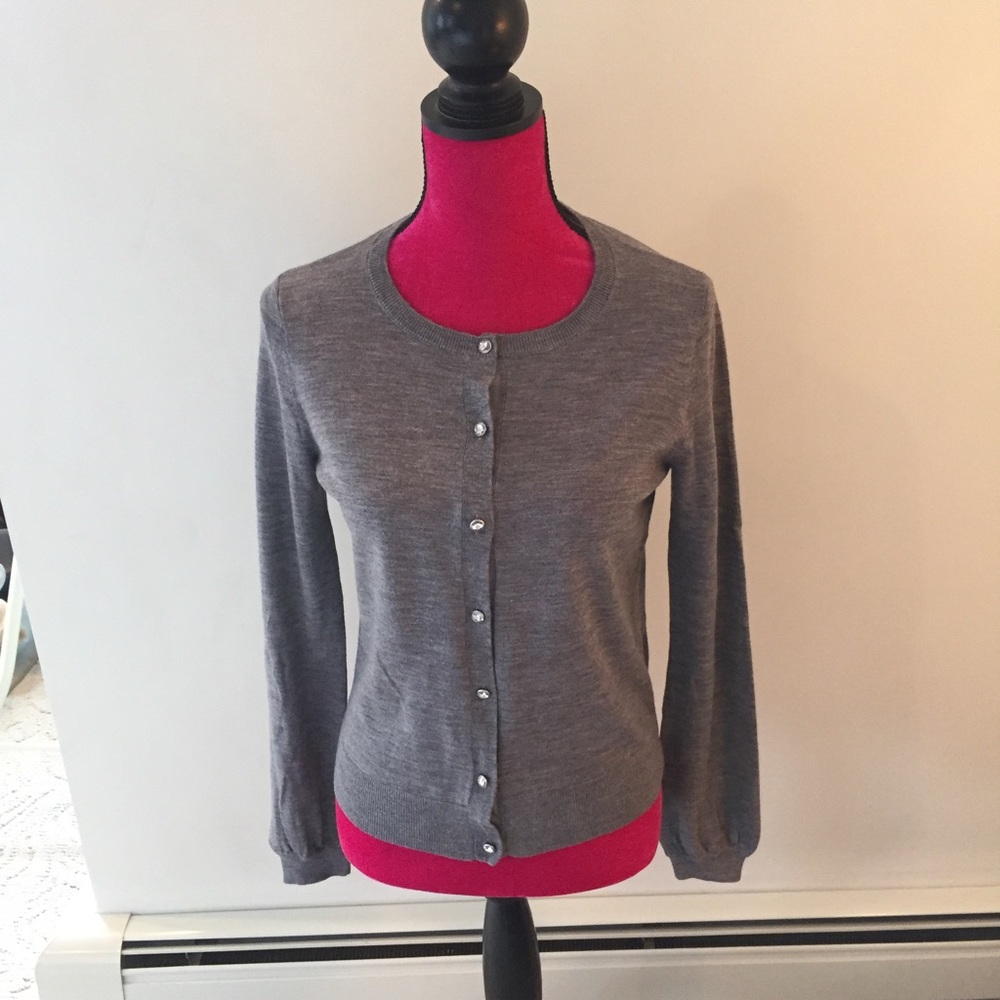 Ann Taylor Grey Cardigan Jewel Buttons