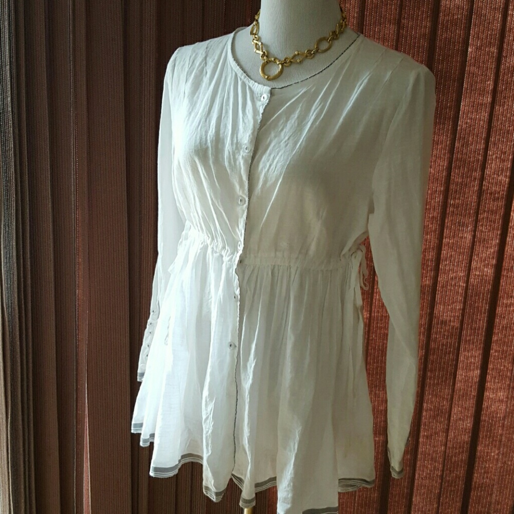 Carole Fakiel Paris white gauze floaty jacket top