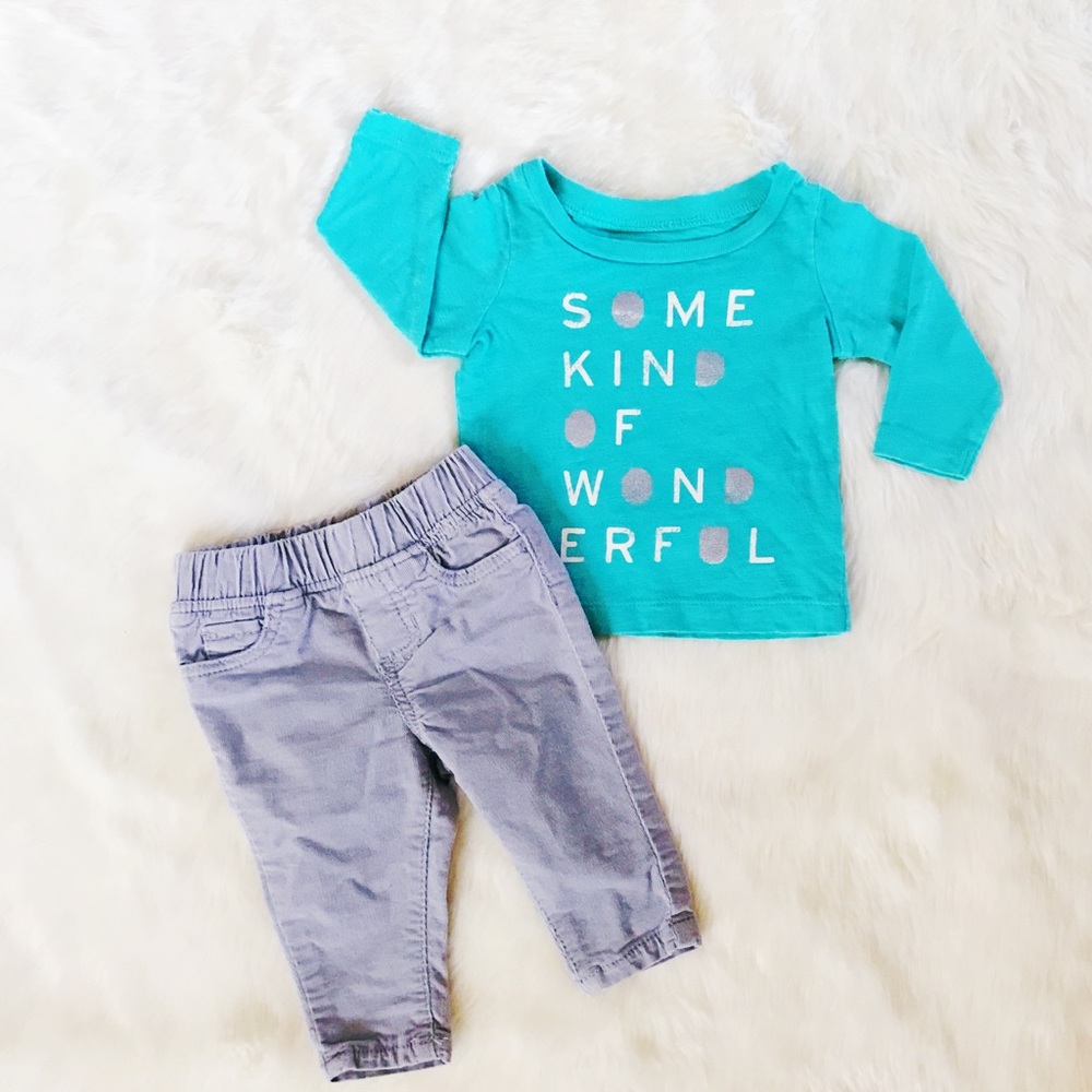 Corduroy Trousers with Long Sleeve Tee