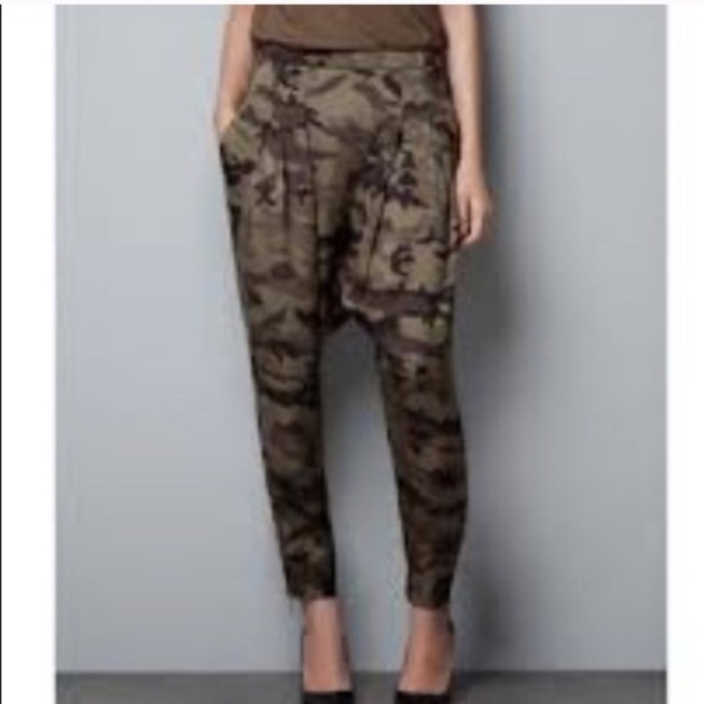 Zara silk camp harem pants