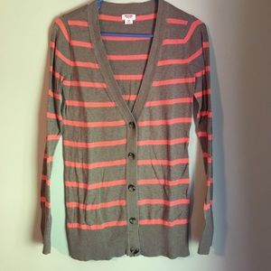 Tan/Coral Striped Sweater