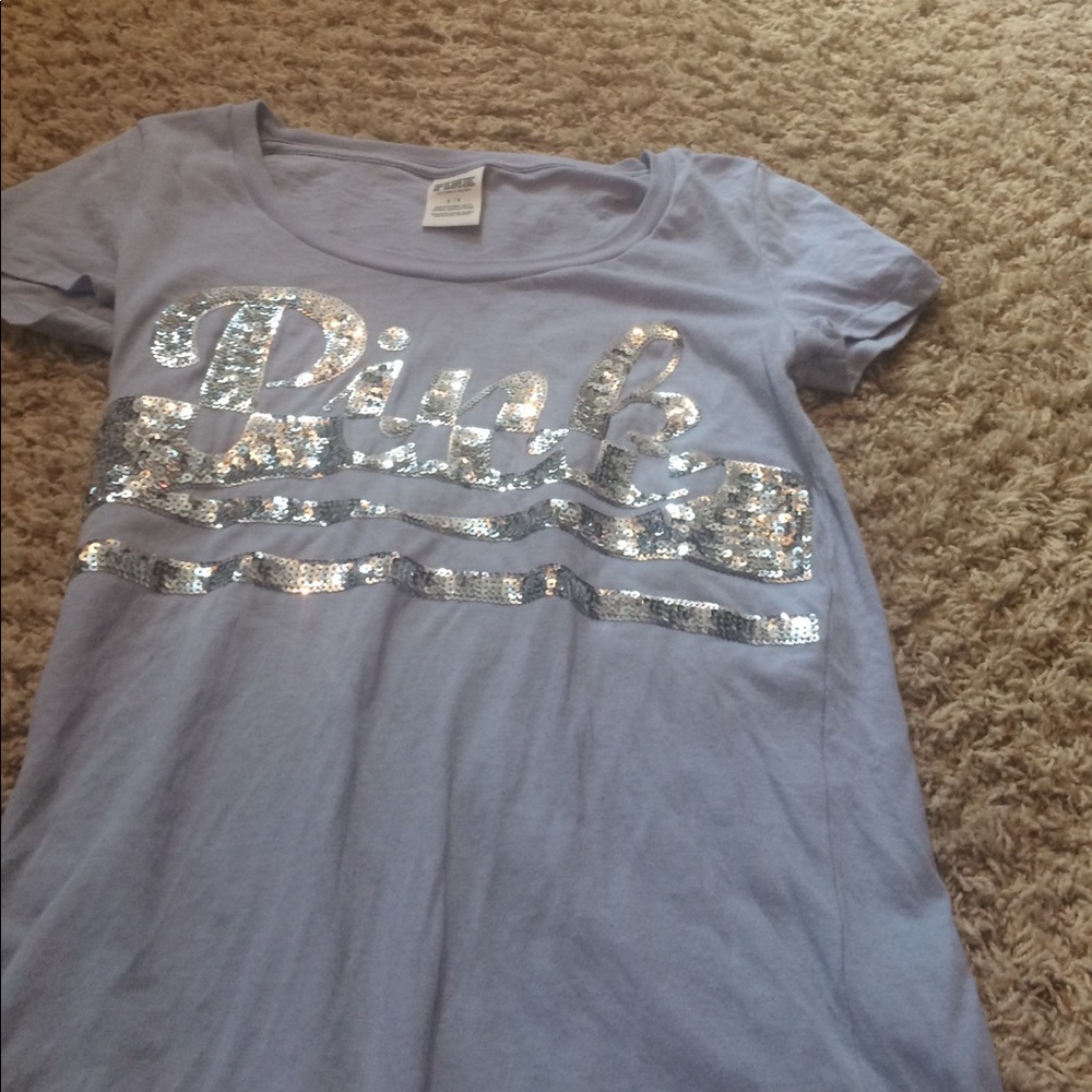 Pink blue and sequence T-shirt