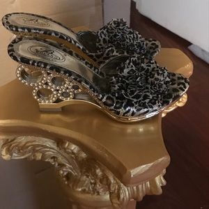 Bolaro lepard print wedeges worn like barely once