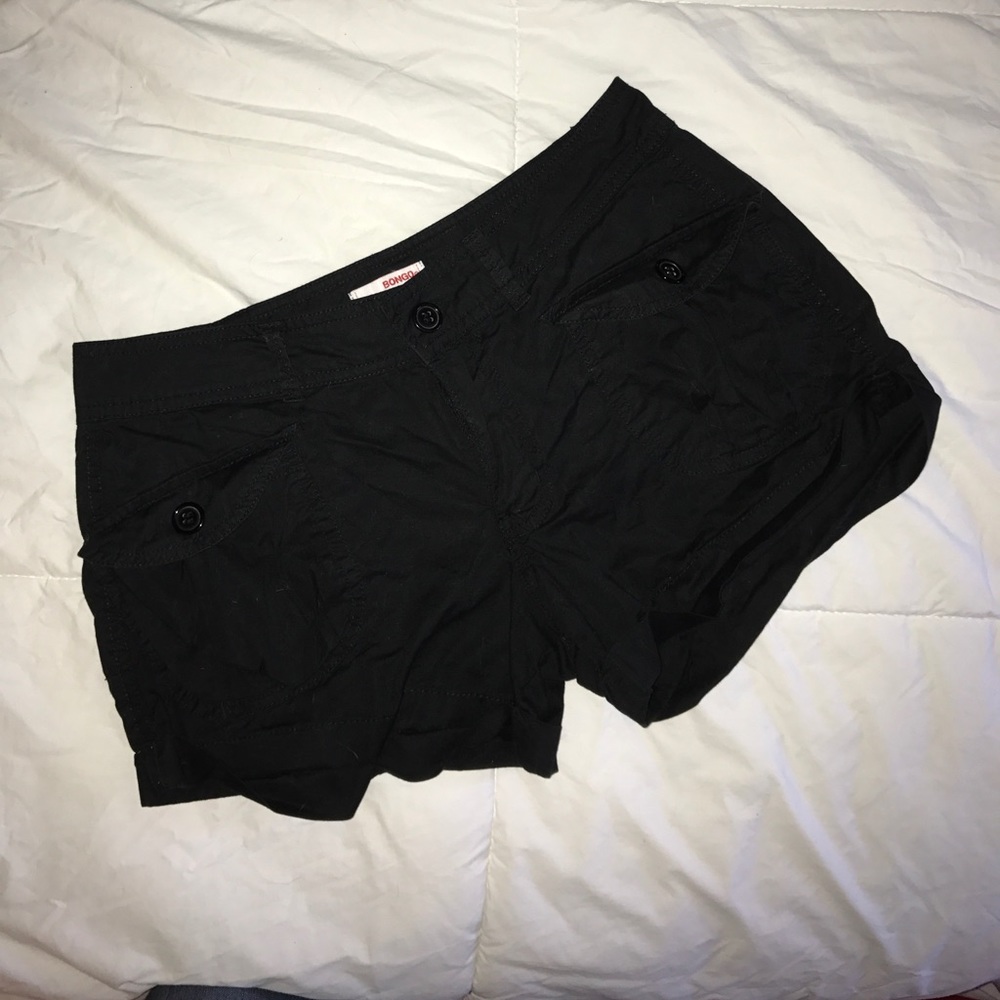 Black cotton bongo shorts