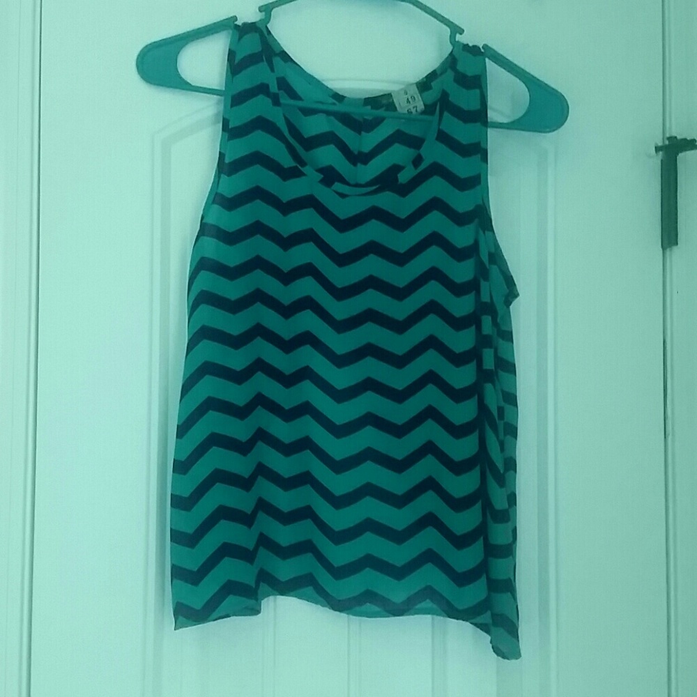 Turquoise and black tank