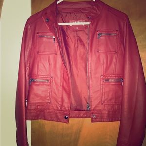 Coalition red "leather" pleather jacket