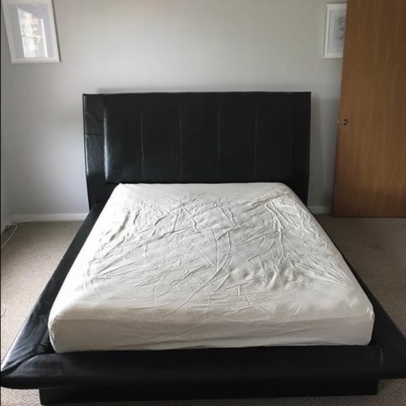 Bedding Queen Black Leather Bed Frame Poshmark