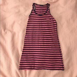 Gap midi pink/black stripe dress