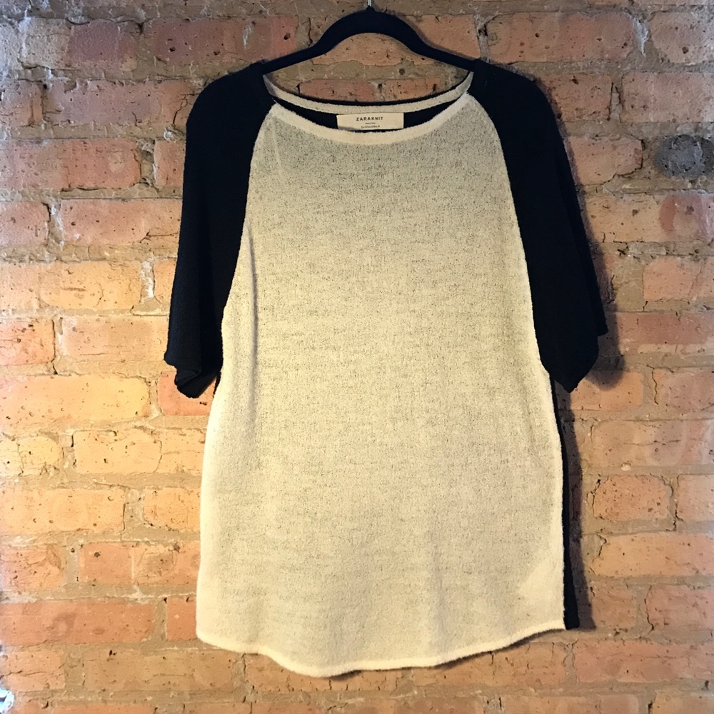 Zara Oversized Black & White Color-block Sweater