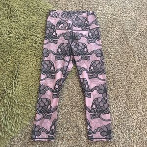 Pink and Black Skull Candy Yoga Democracy Capri's