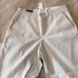 Seersucker wide leg pants.