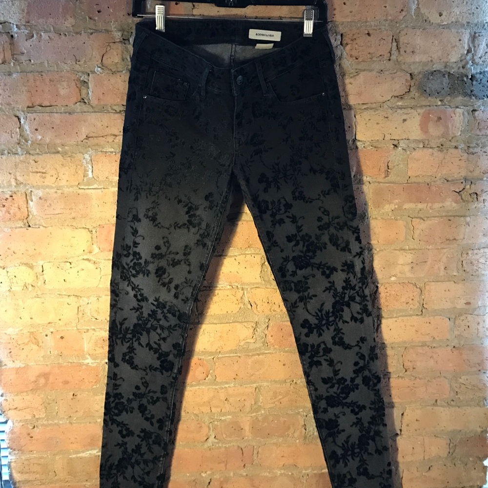&Denim by H&M Black Ombré Skinny Leg, with Velvet