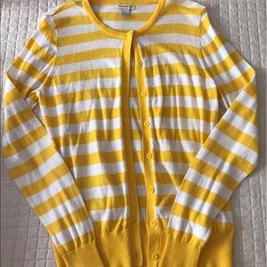 Yellow and white striped cardigan
