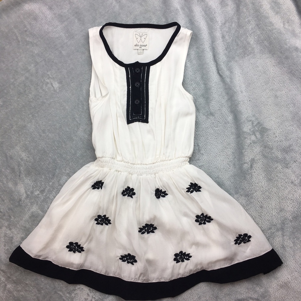 Girls Ella Moss Black and White Flower Dress 4/5