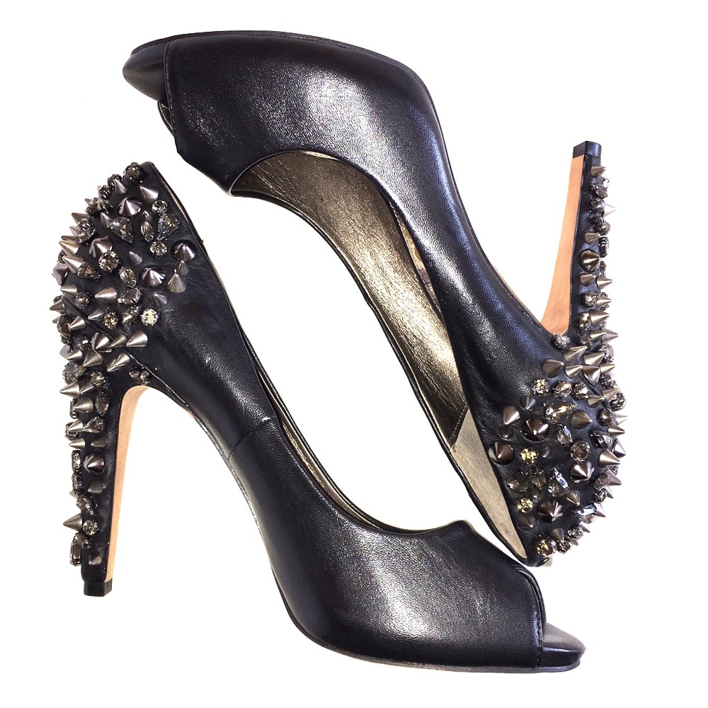 Sam Edelman Black studded peep toe heels