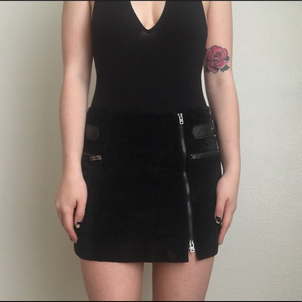 Bebe Genuine Suede/Leather Mini Skirt