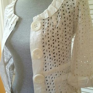 Hazel 3/4 Sleeve Eyelet Cardigan/Jacket