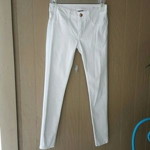 Ladies white stretch slim jeans