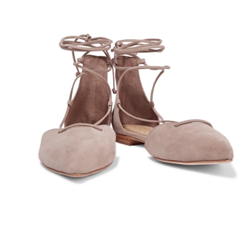 SCHUTZ neida lace-up suede point-toe flats