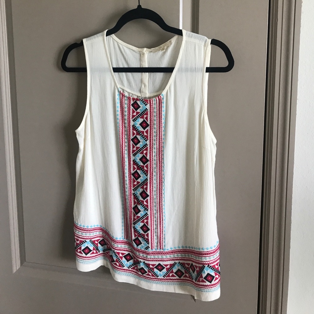 Cream printed tank
