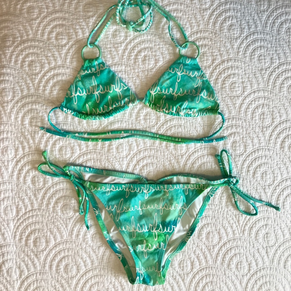 Victoria's Secret Blue/Green Surf String Bikini