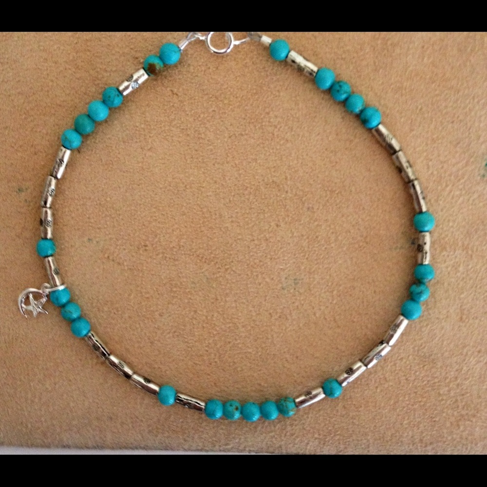 🌙✨ Gemstone Anklet with Moon Charm