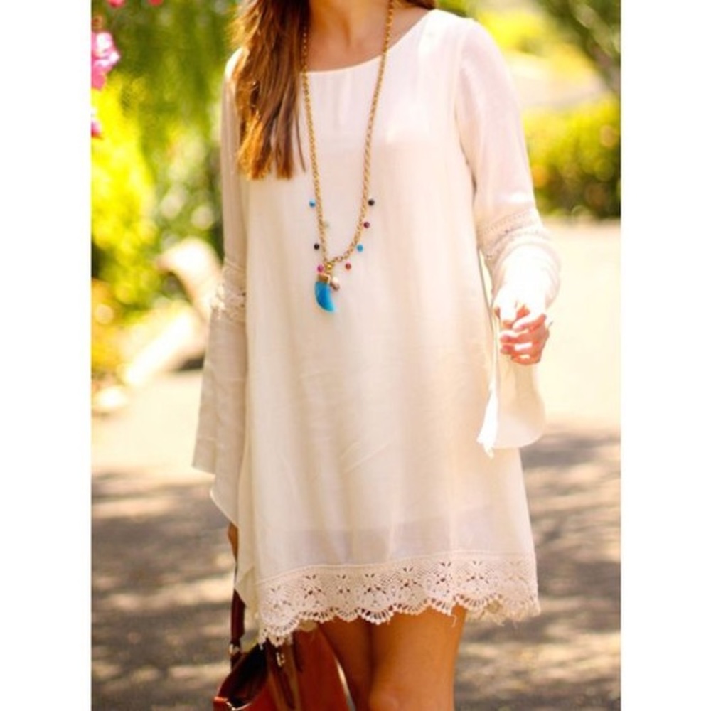 White long sleeve lace dress