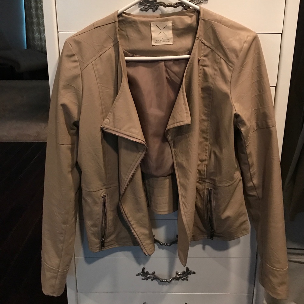 Pins and needles khaki leather jacket size large