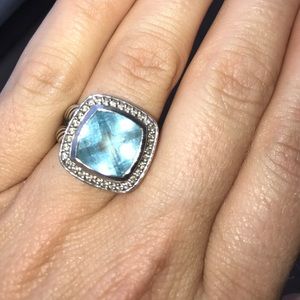 David Yurman Blue Topaz Diamond Albion Ring