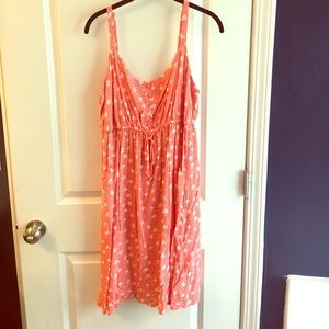 Sleeveless coral floral print dress