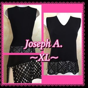 Joseph A.- Dressy Black shell top-XL crochet trim
