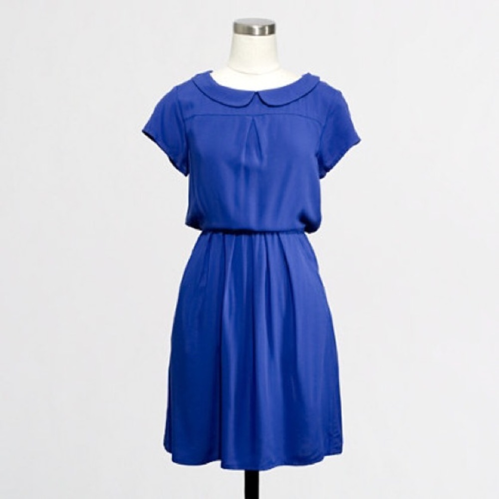 J Crew Cobalt Peter Pan Collar Dress