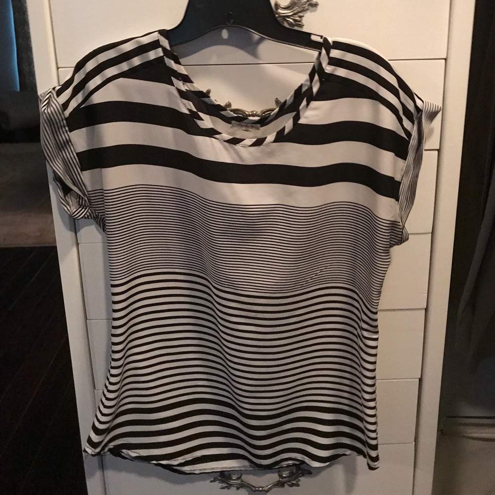Black and white striped blouse