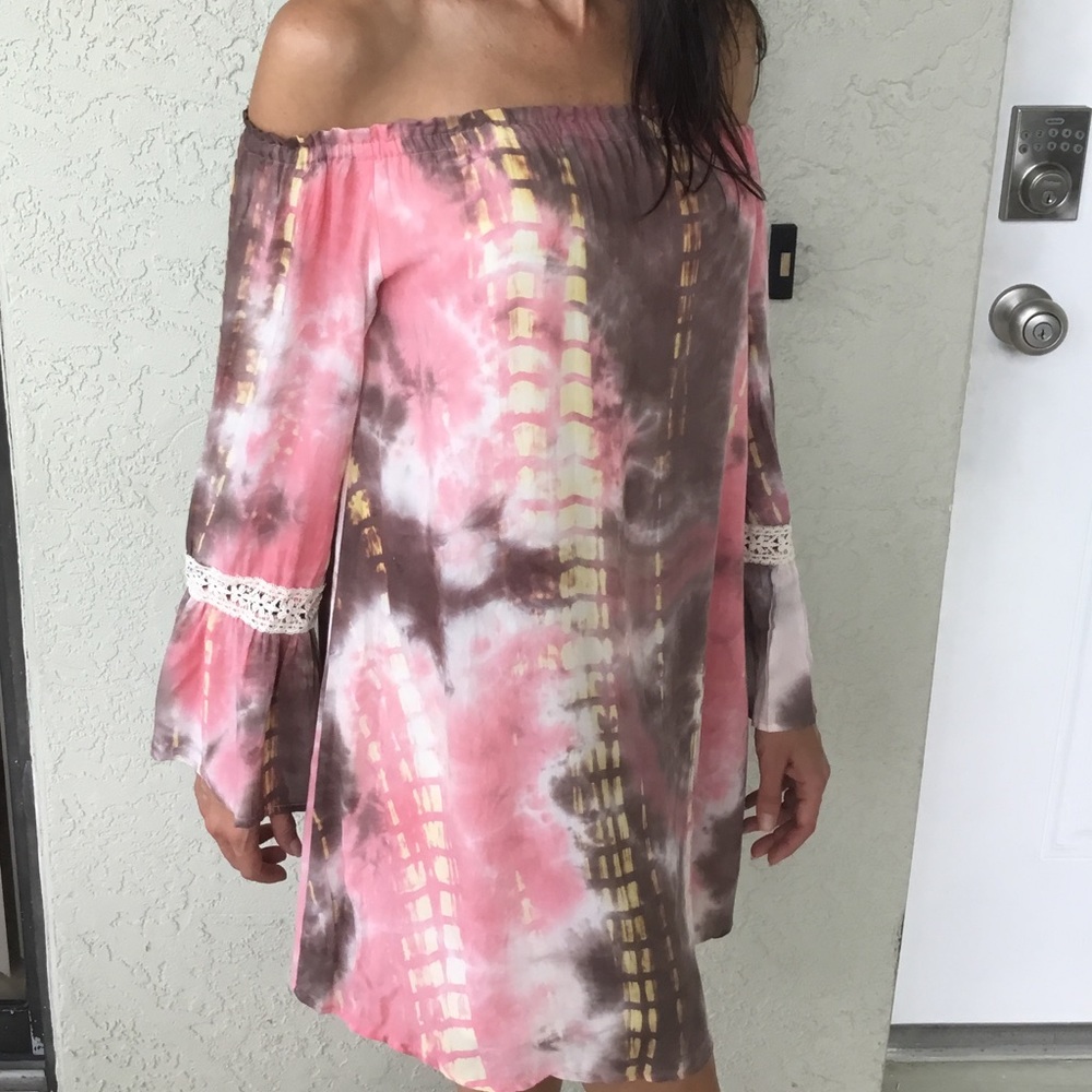 Small Off the Shoulder Tie Dye Dress - Picture 3 of 5