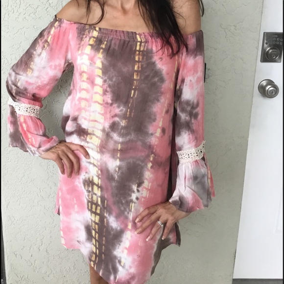 Small Off the Shoulder Tie Dye Dress - Picture 2 of 5