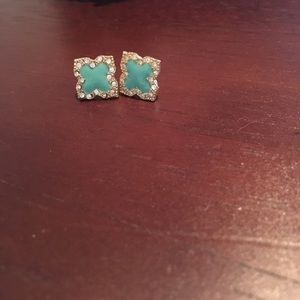 gold and turquoise stud earrings