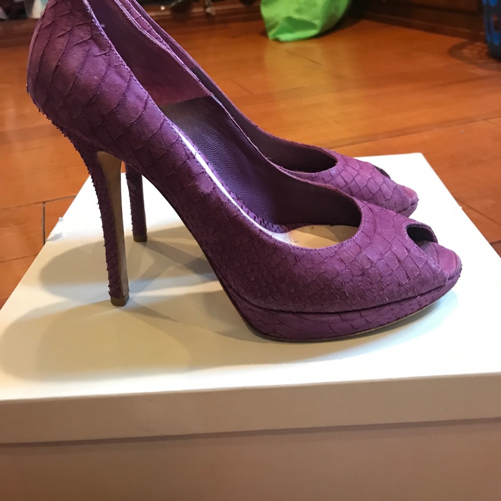 Christian Dior suede embossed snake platform shoes