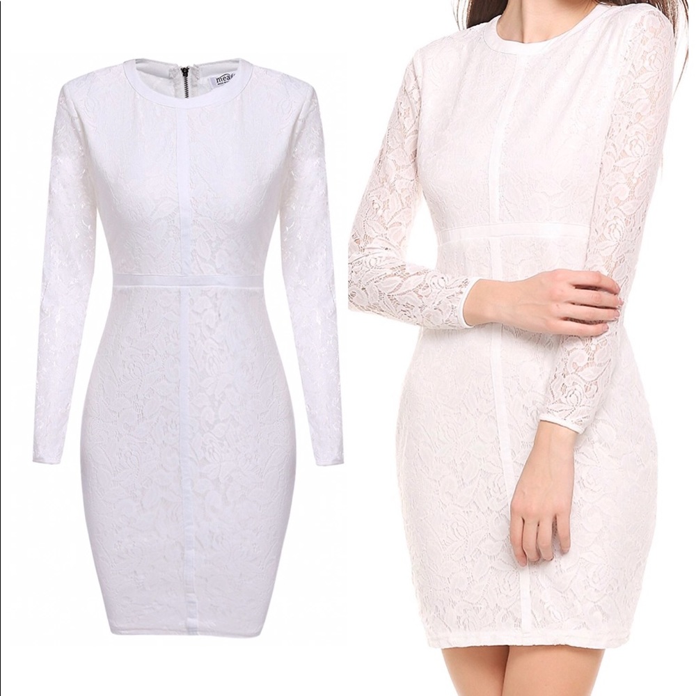 Long sleeved - Laced - Floral Mini Dress
