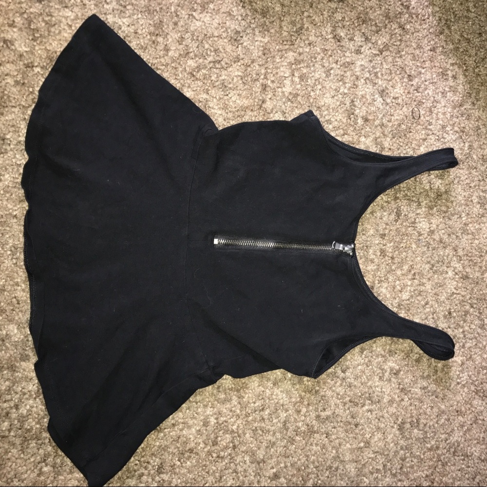 EXPRESS black peplum zippered front shirt