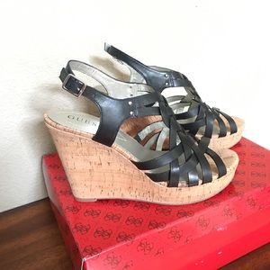 Guess black wedge sandals