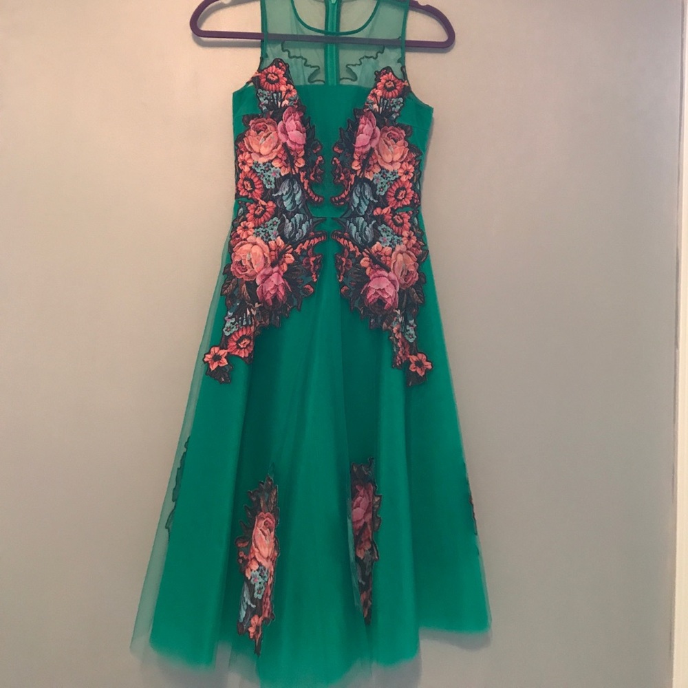 Anthropologie Green Tulle Dress