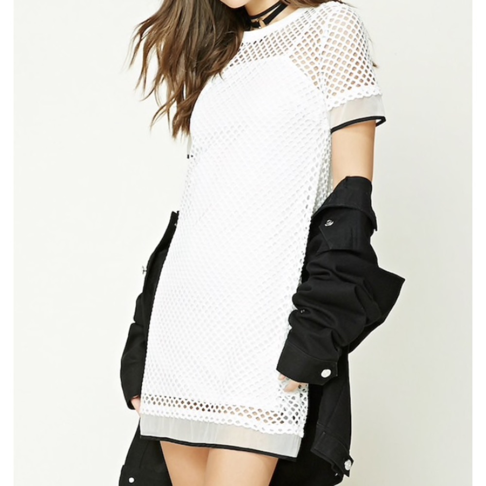 White fishnet dress