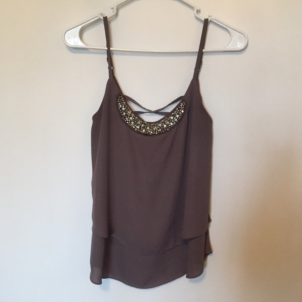 Beaded neck tank top