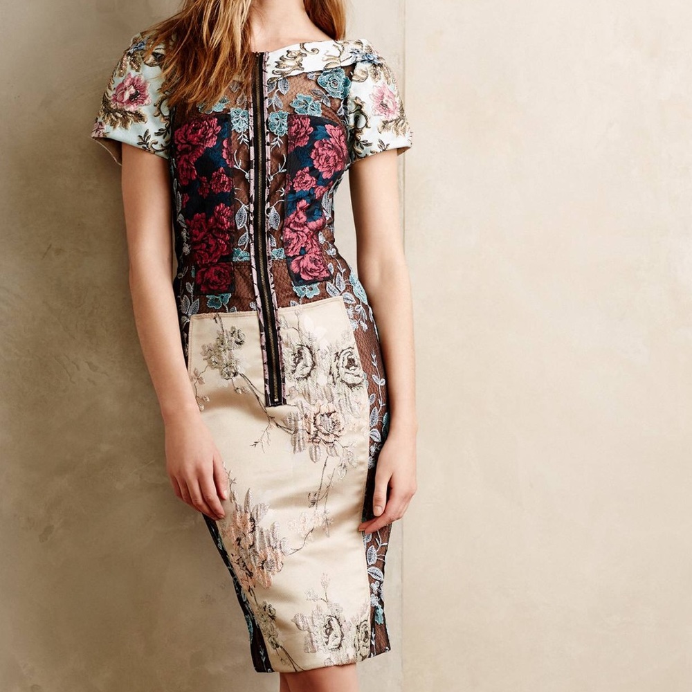 Anthropologie Byron Lars Pierced Brocade Dress