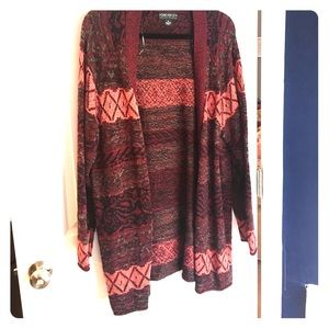 Tribal print burgundy cardigan